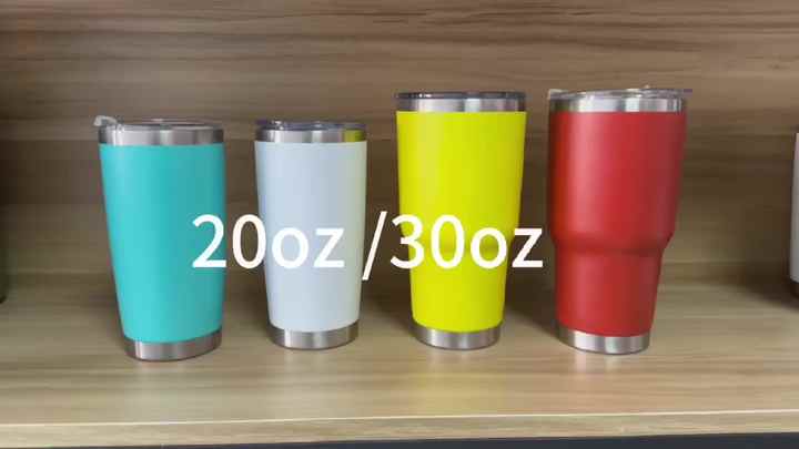Custom Logo 20oz Mug Double Wall Powder Coated 304 Stainless Steel  Insulated Thermal 20 oz Travel Tumble Coffee Mug Cup With Lid