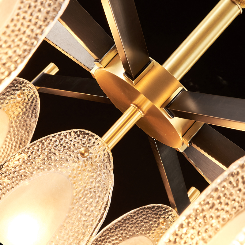 Copper Indoor Villa Fancy Design Pendant Chandelier Acrylic Lamps Modern Luxury Living Room Interior Restaurant Lighting Fixture