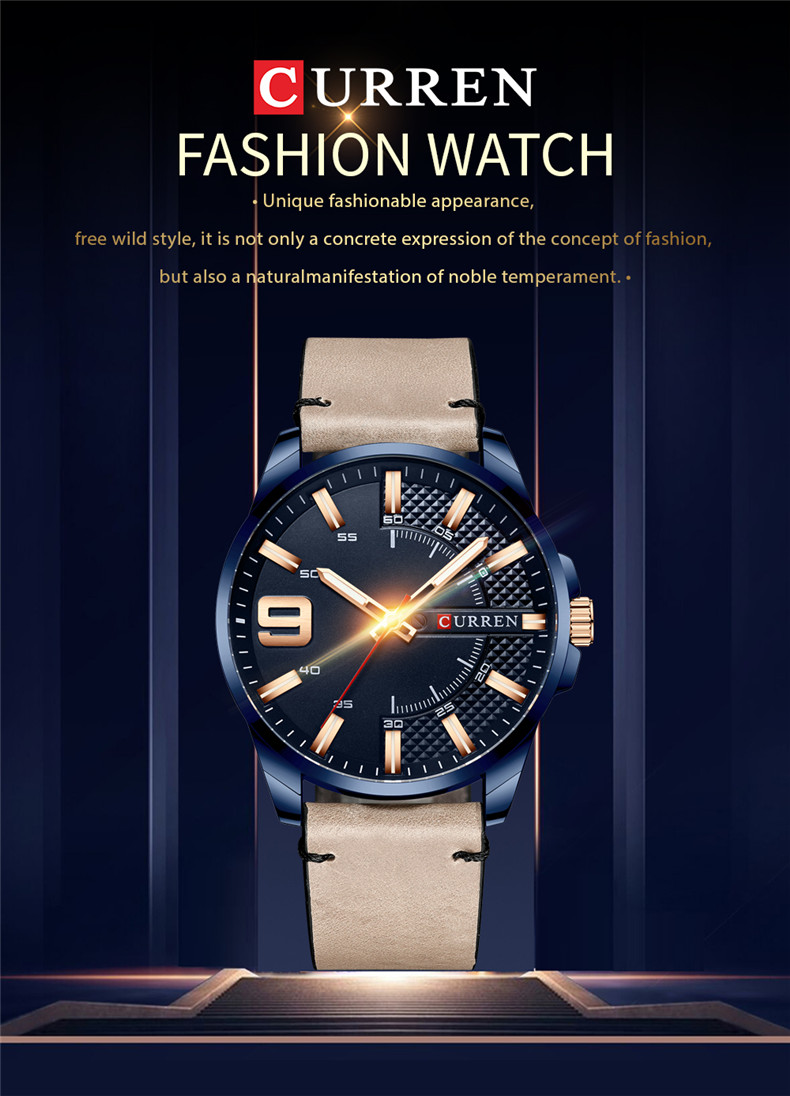 Curren 8371 Hot Top Brand Luxury Business Watch Men Watches Men's Quartz Leather Wristwatch Luminous Hands Clock Male