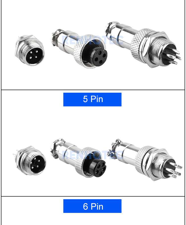 Connecteur Aviation GX16 5 Broches - Kit Mâle/Femelle - Pour Électronique, CNC - 5A 240V