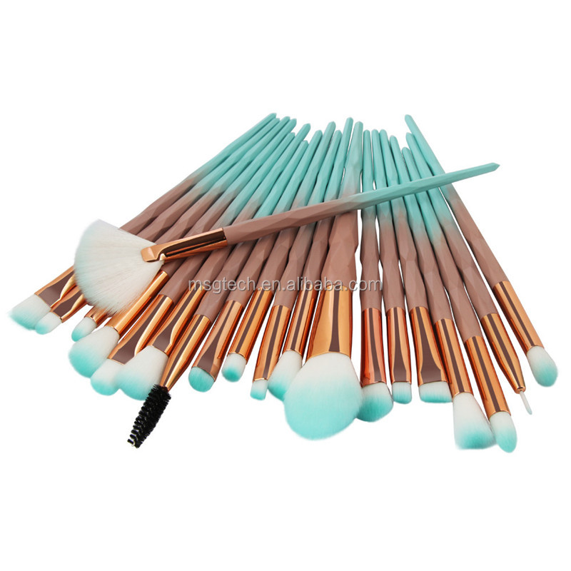 Rainbow Eye Cosmetic Makeup Brush Set Diamond Handle 20PCS Blending Eyeshadow Make Up Brushes