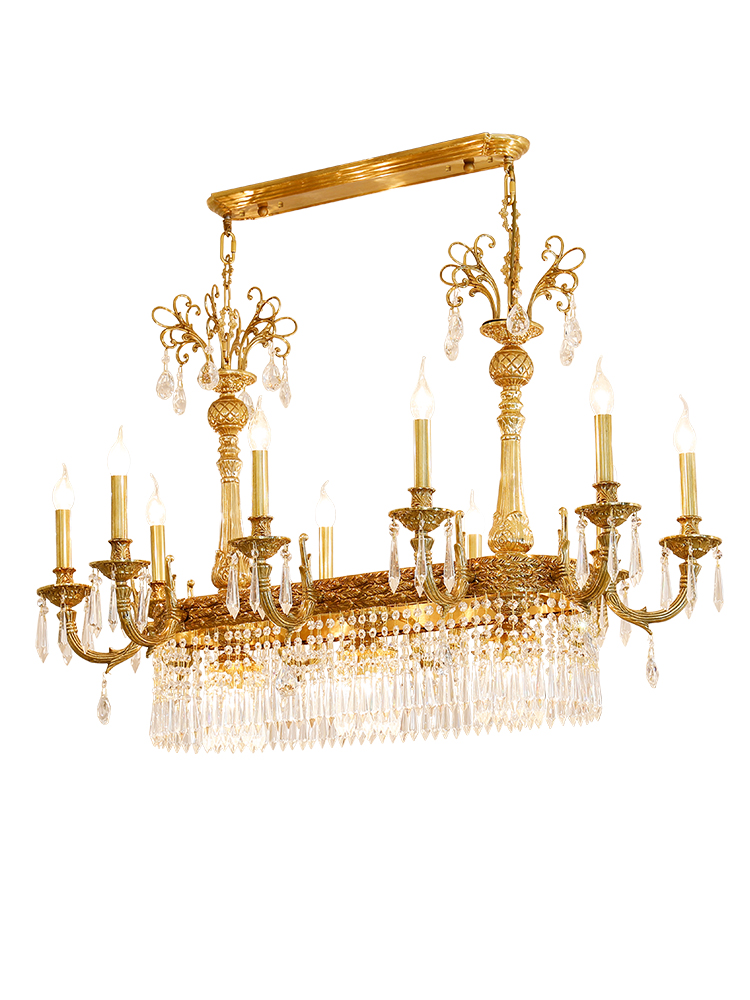 Dinning room pure copper luxury crysta chandeliers with 5 arms copper chandelier pendant lighting