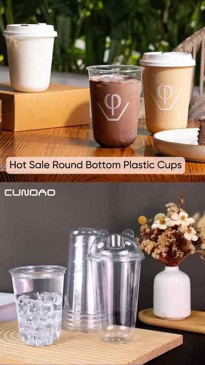 Cundao Custom Logo 16oz PET PP Round Bottom U Shape Clear Ice Coffee ...