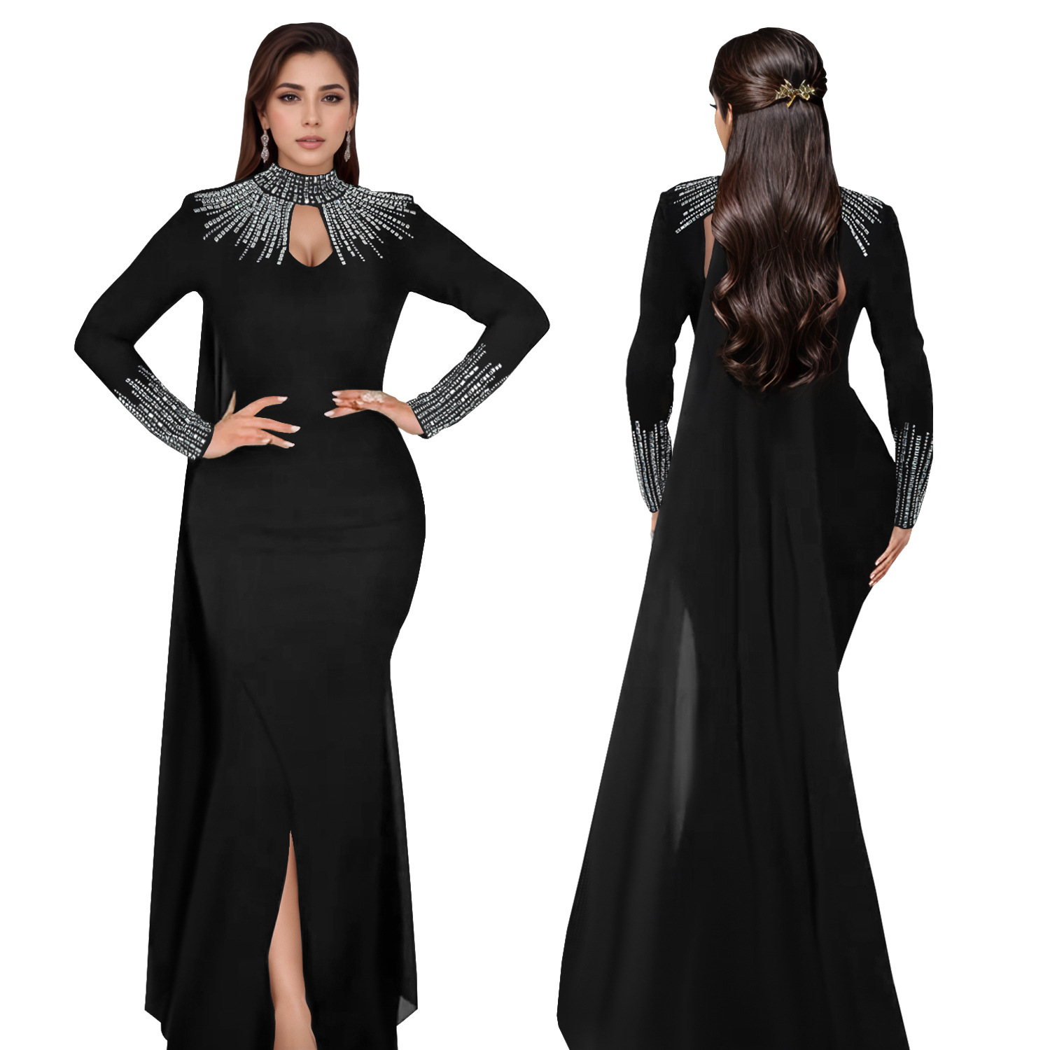 C7381 Women's Elegant Long Sleeve Tight Dress European American Fashion Sequined Ball Gown Cross-border For Amazon Aliexpress C7381 Women's Elegant Long Sleeve Tight Dress European American Fashion Sequined Ball Gown Cross-border For Amazon Aliexpress