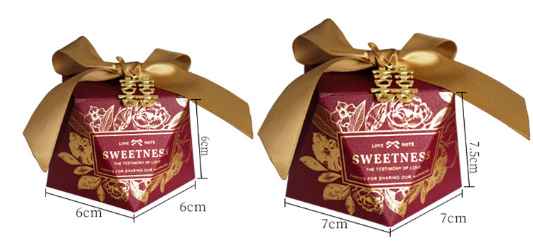 Custom Irregular Red Wedding Valentine Chocolate Candy Gift Box with ribbon