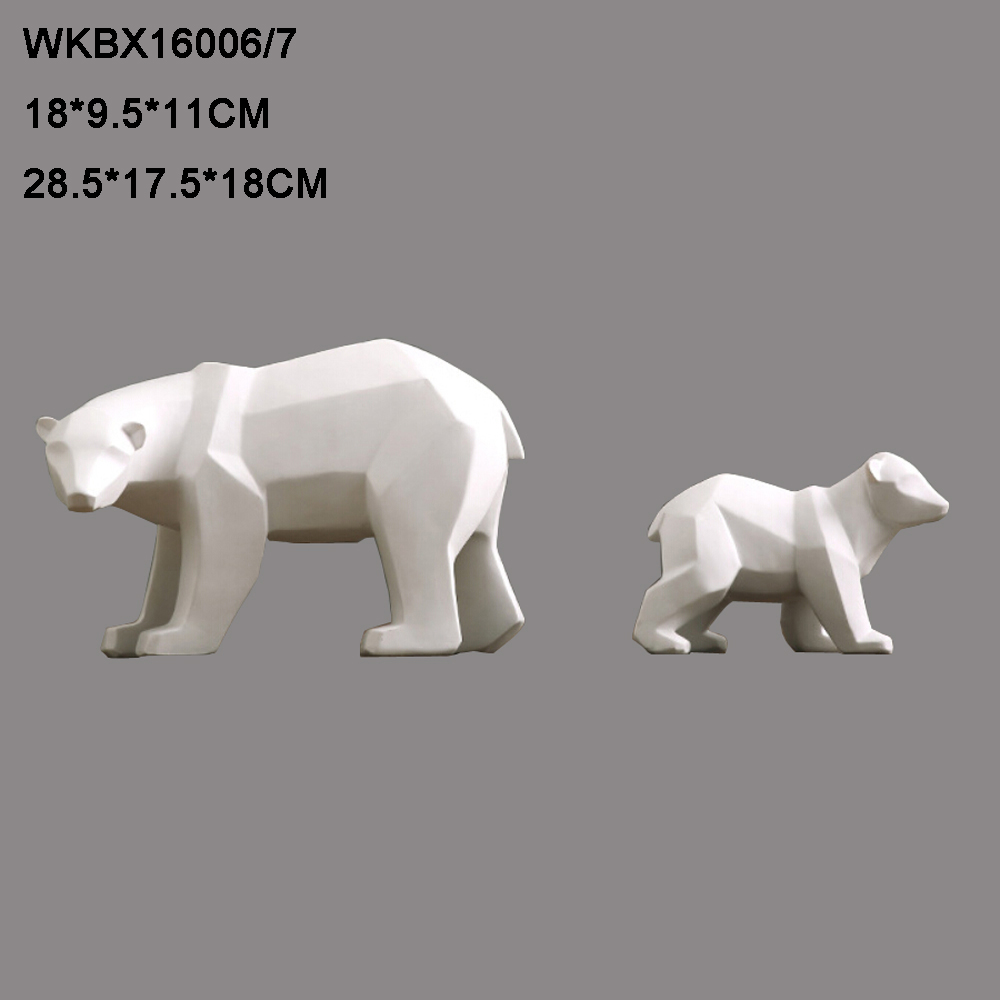 White marble Polar Bear 3/" ornament collectable animal Christmas decoration