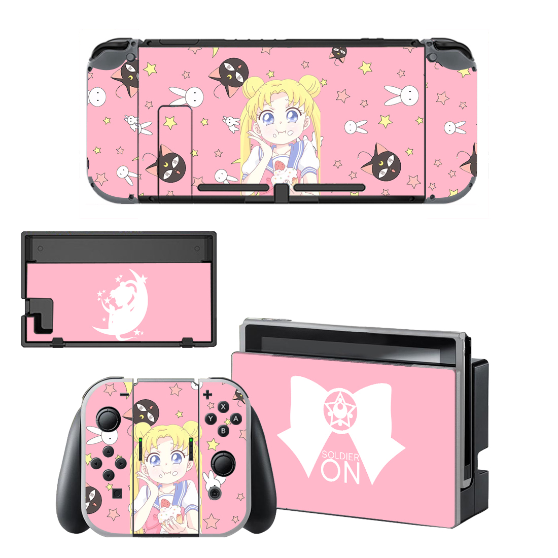 Милые Мультяшные Розовые наклейки из мультфильма Сейлор Мун для Nintendo Switch