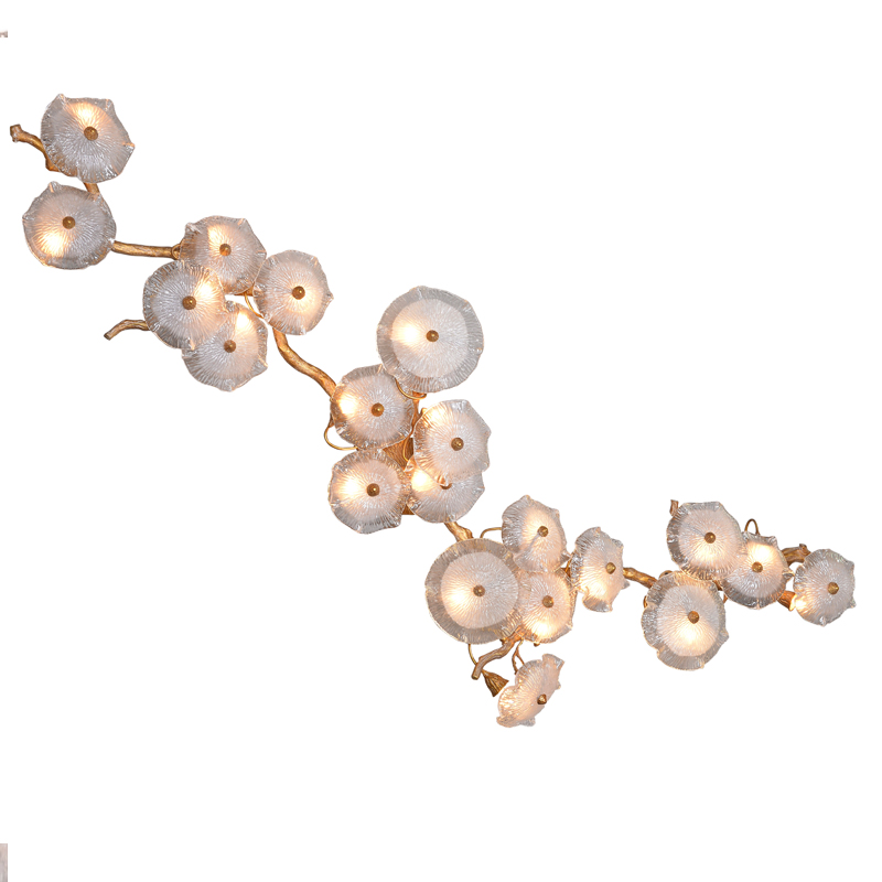 Amazon Hot European creative led bronze maple leaf antique wall lamp  chandelier  indoor lighting bedroom  hanging  bedside