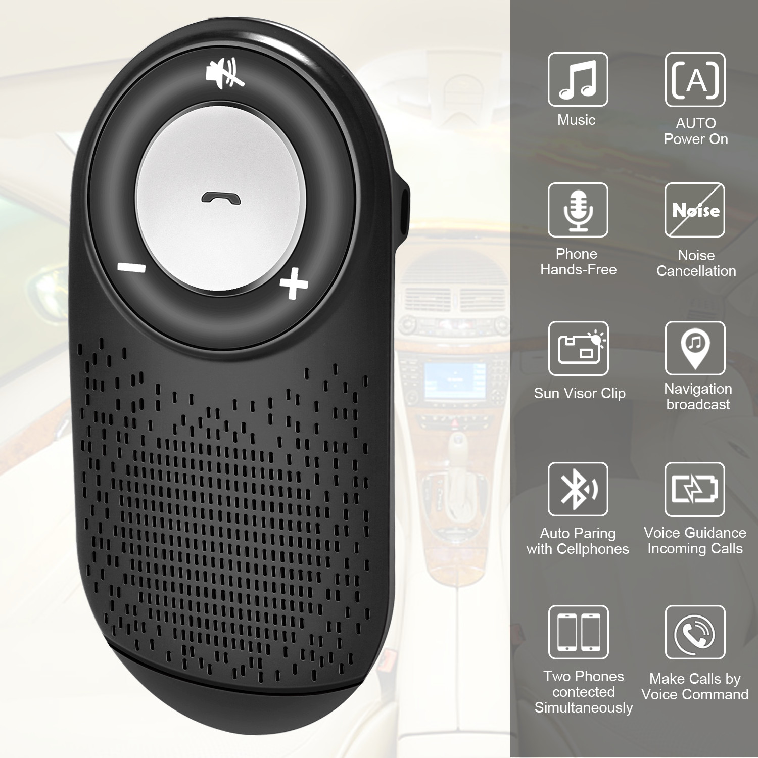 T828 Wireless Bluetooth Car Kit - Handsfree & Stereo Sound