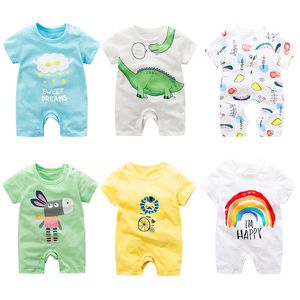 Custom Wholesale 2019 Short Sleeve Newborn Baby Boys Girls Onesie 100% Organic Cotton Clothes