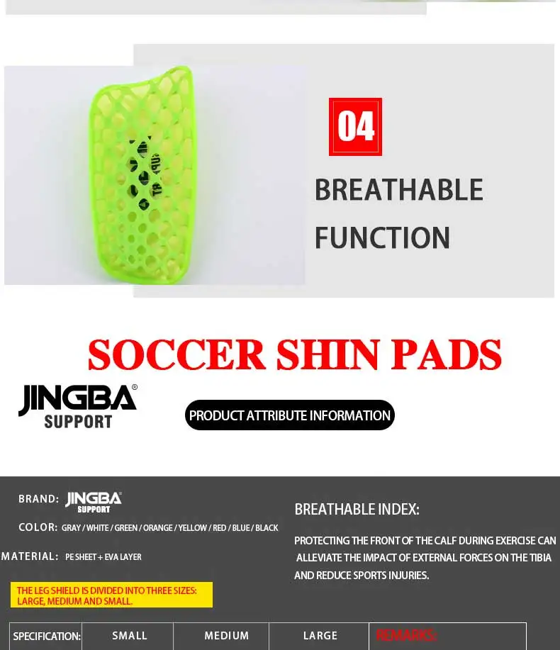 JINGBA SUPPORT hot sale soccer shin pads breathable football protecting Shin Guards Lightweight sports protector customizing