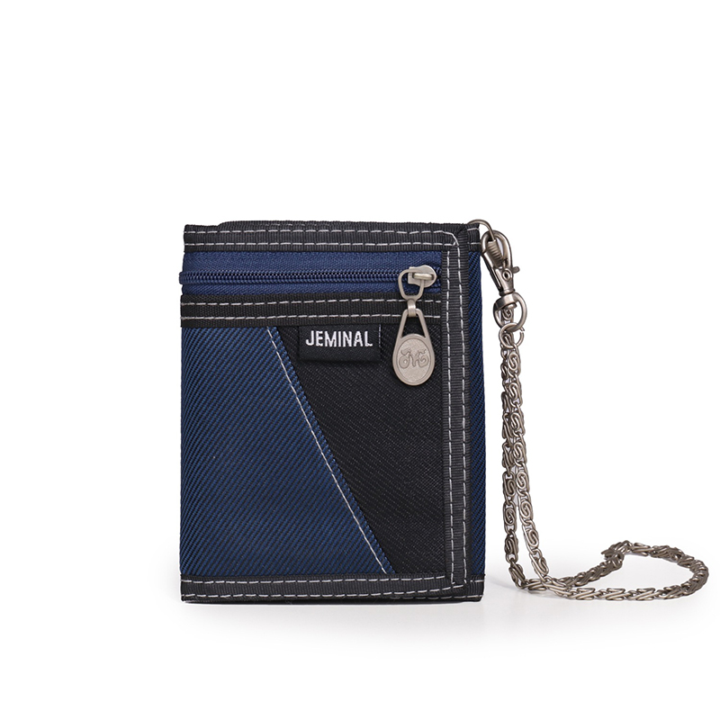 Hommes Cuir Véritable Motard Camionneur Rock Argent Pièces chaîne courte portefeuille sac à main noir