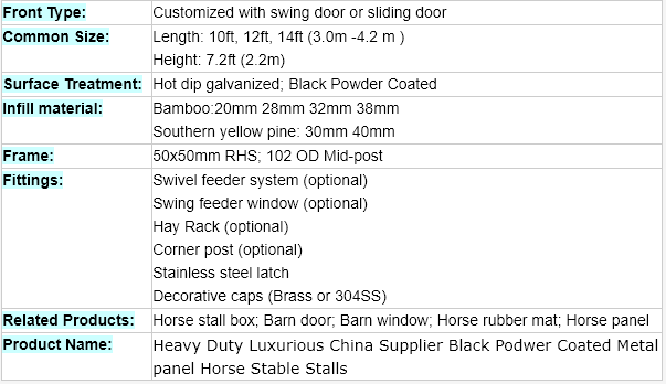 Steel Frame Bamboo Infill Horse Stall Panels Temporary