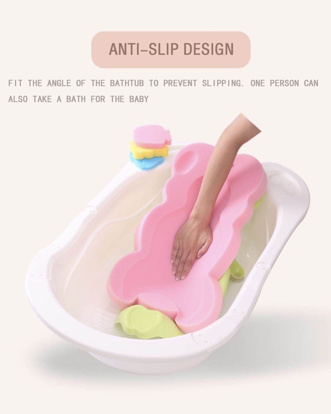 Infant Shower Mat Non-Slip Sponge Cushion for Baby Bath