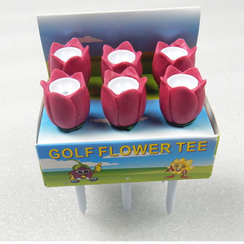 Wholesale tulip flower plastic golf tee 80mm golf course supplies for women 6pcs per package