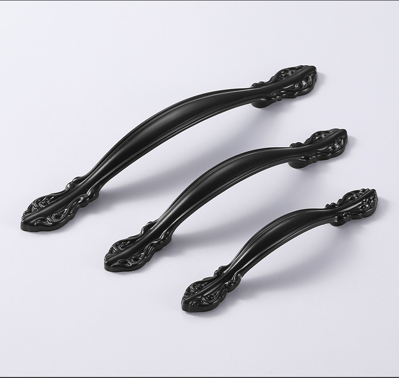 Classical Style Custom Black Zinc Alloy Furniture Drawer Pulls Handles //