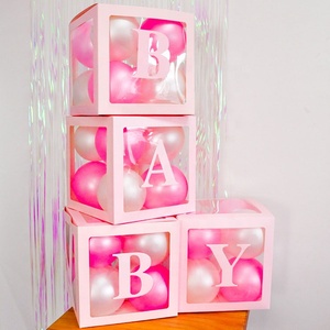 Nicro 4pcs Diy Party Decoration Birthday Wedding Baby Shower Cardboard Transparent Balloon Box