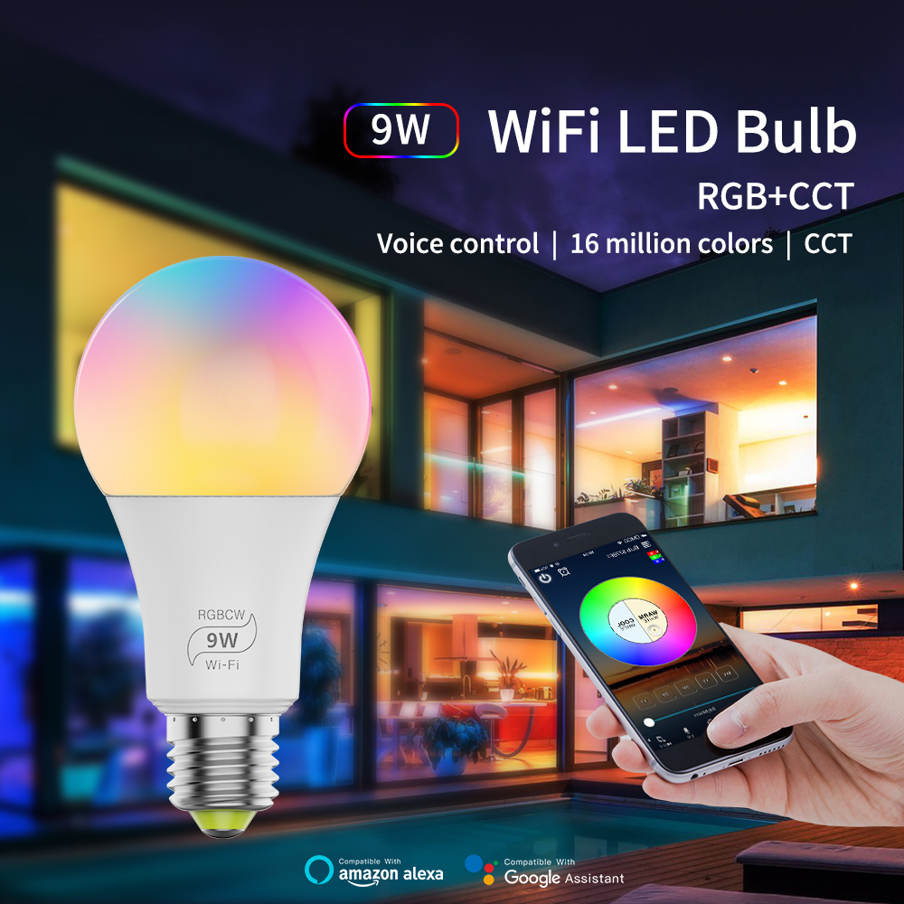 マジックホームWIFIコントロールLED電球9W10W E27 B22 A60