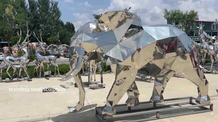 ステンレススチール製の大型エレファント彫刻 - 屋外用装飾品