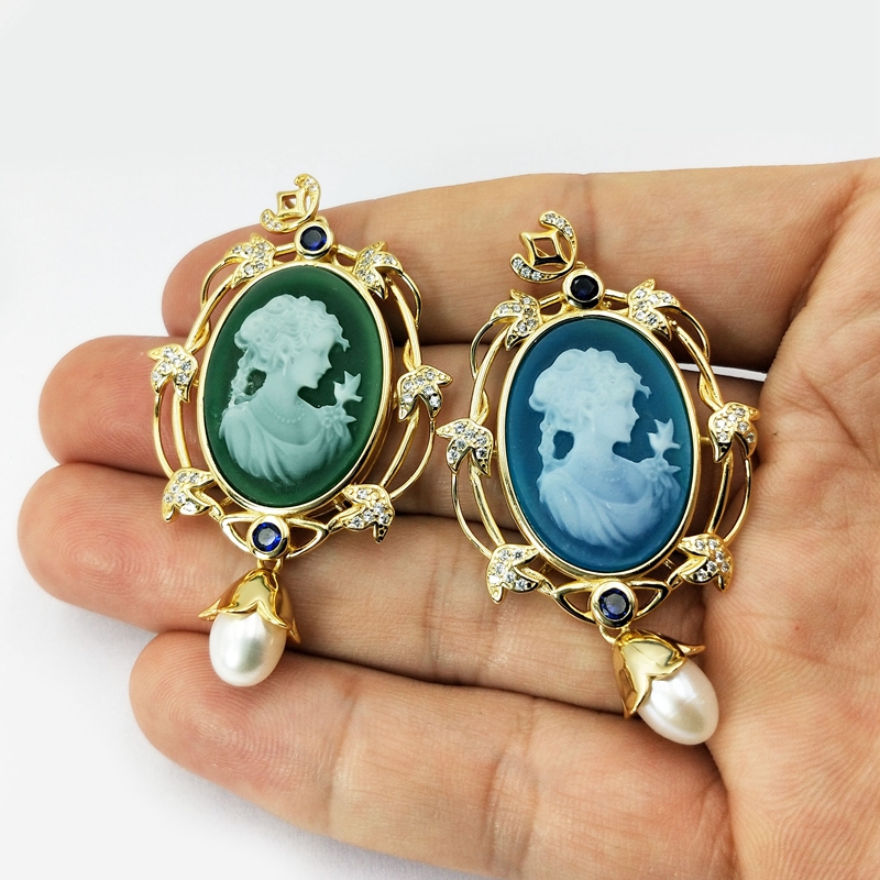 天然新定制平背雕刻凸圆形浮雕首饰椭圆形切割宝石吊坠女士珠宝首饰