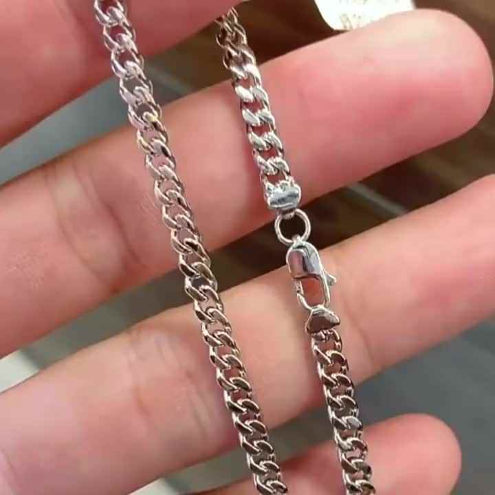 Vintage 925 Sterling Silver Cuban Link Chain Bracelet - Luxury