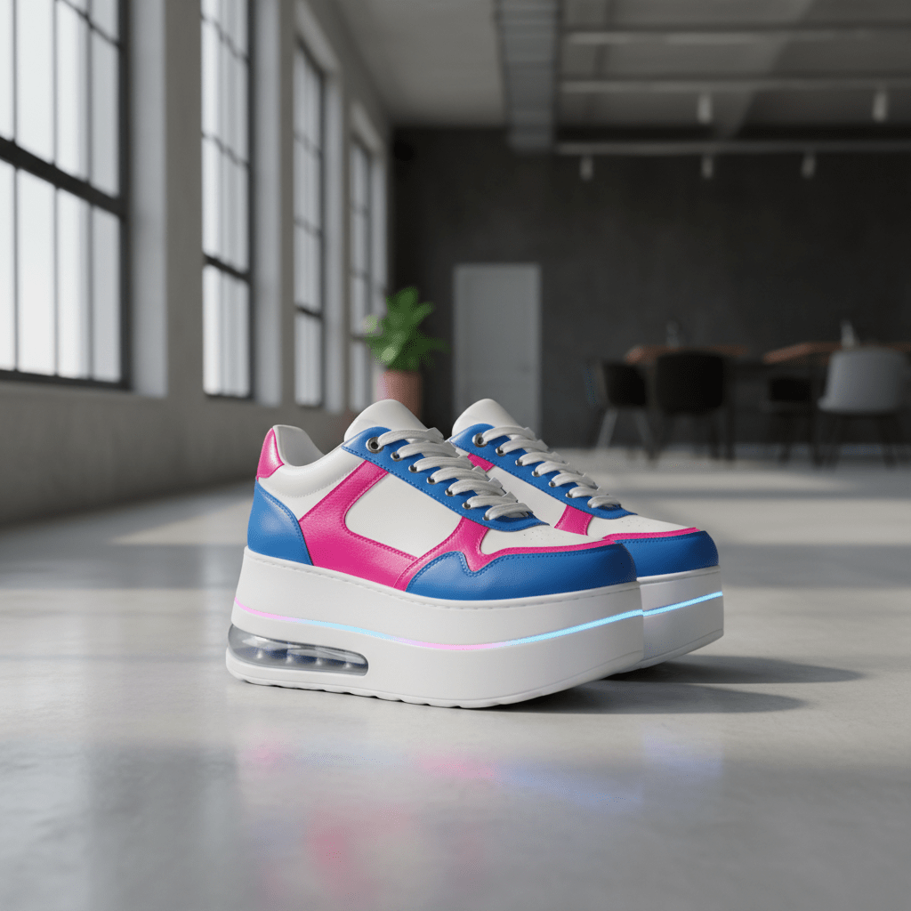 Women's 90s platform sneakers reimagined for 2026 with bold color blocking.
