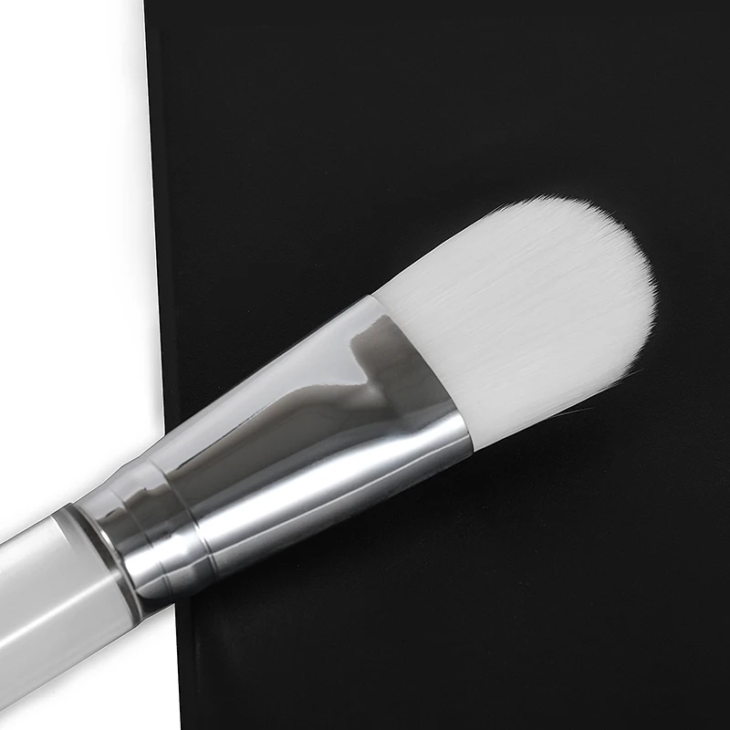 Hot selling synthetic hair transparent angled acrylic handle makeup brush white mask brush