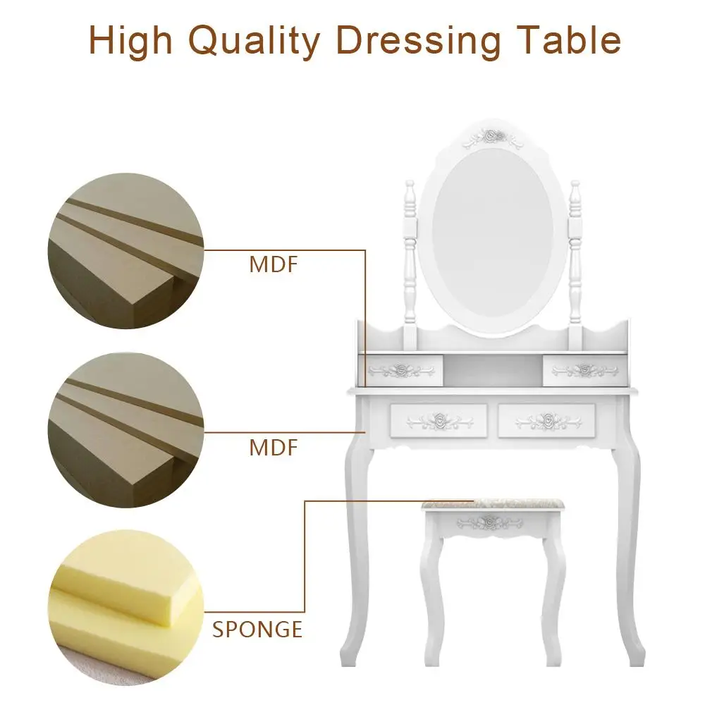 Best Sell Mirrored Make up Vanity Table Modern Dressing Table Set with Stool for Living Room