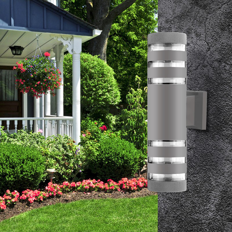 LED Wall Sconce Light Black Modern Waterproof Wall Lamps IP65 Outdoor Light Up and Down Illuminated Courtyard Spotlight