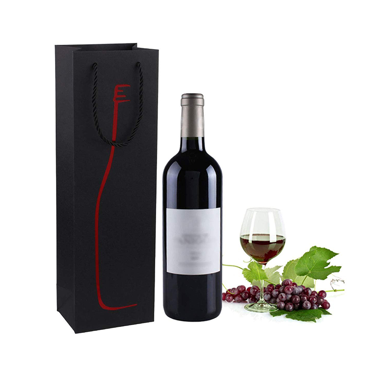 Factory Wholesale Fancy Luxury Gift Packaging Custom Printed Bottle Paper Wine Bags with Handles