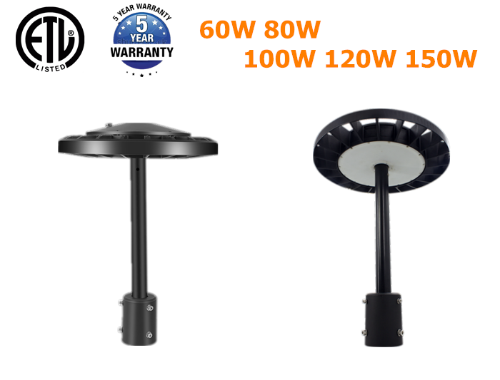 ETL IP65 100W LED Post TOP Light 130lm/w Dusk to Dawn Garden Light 80W