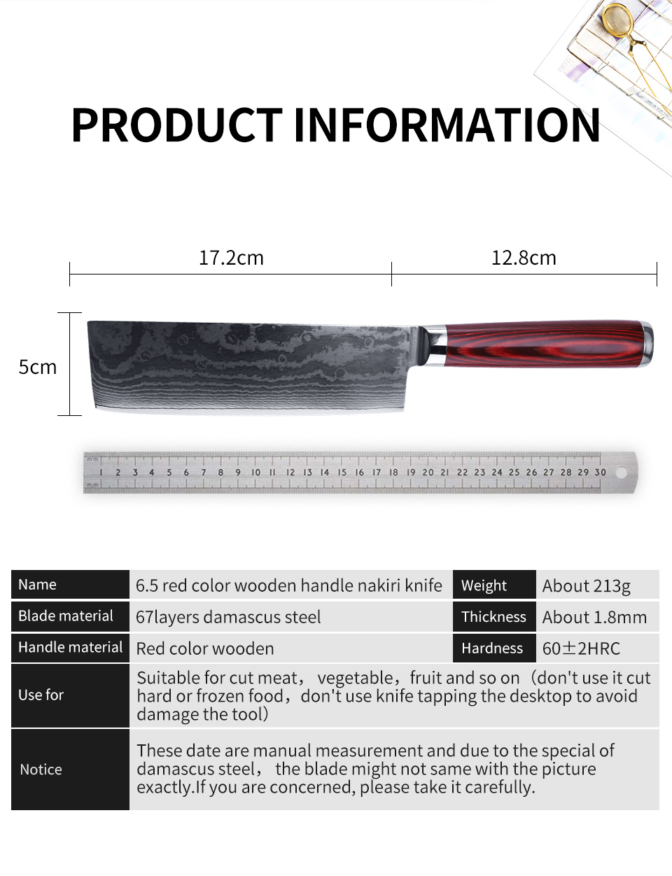 FINDKING 6 inch damascus nakiri knife pakka wood handle  67 layers damascus steel kitchen knife