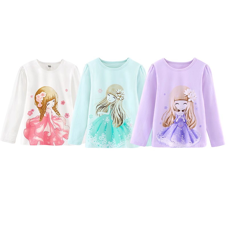 Милые хлопковые корейские Детские футболки с длинным рукавом и принтом принцессы для девочек