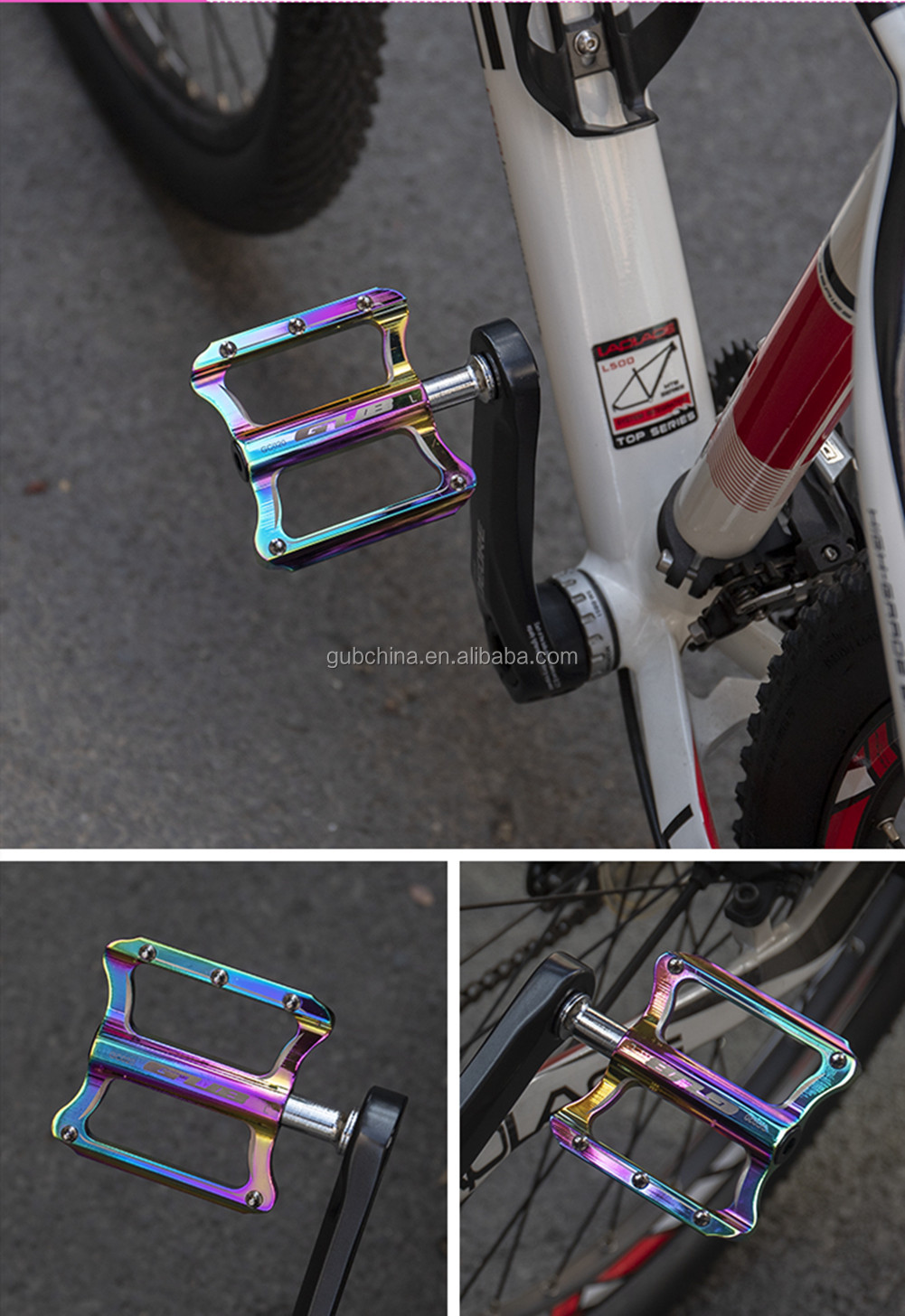 GUB GC-020 Colorful MTB Ultralight Bike Bicycle Pedals Mountain Road Bike Pedal Cycling Aluminum Alloy Rainbow Pedal