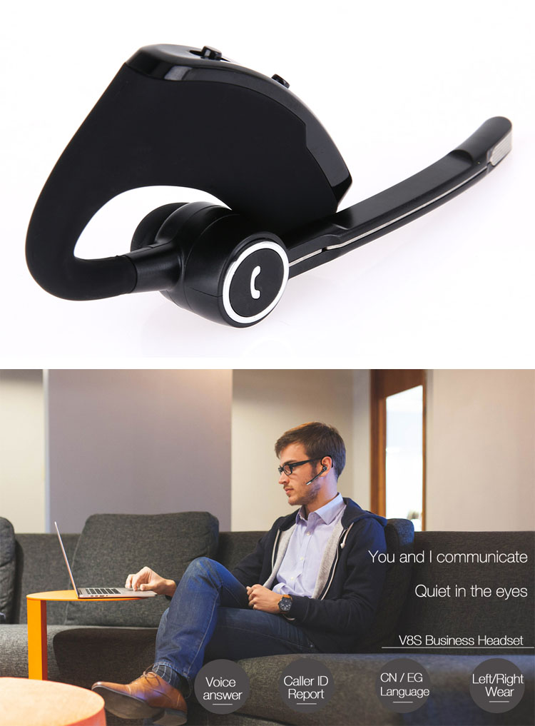 V8 V9 Stereo Smart BT4.1 Earphone Business Wireless Headset Ear-hook Headphones with Mic For phones