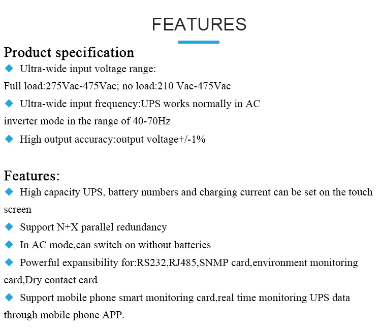 High Quality Smart 3 Phase 10Kva 20Kva 30Kva 40Kva Online Power Supply Ups With Battery