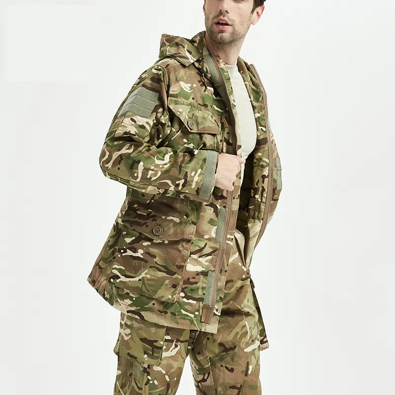 British Military Combat Field Jackets M65 Windbreaker Multi-Terrain Pattern Camouflage Army Dress Uniform Coats Hoodie
