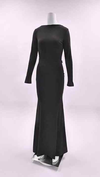 Sexy Long Sleeves Backless Long Dress Women Black O Neck Open-Back Slim Dresses Evening Party Celebrity Formal Gowns Sexy Long Sleeves Backless Long Dress Women Black O Neck Open-Back Slim Dresses Evening Party Celebrity Formal Gowns