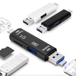 Tipo C e Adaptador de Cartão Micro USB OTG 3 EONLINE Em 1 USB-C Leitor Flash Stick TF Ler Ficha Para telefone celular PC Computador Mac