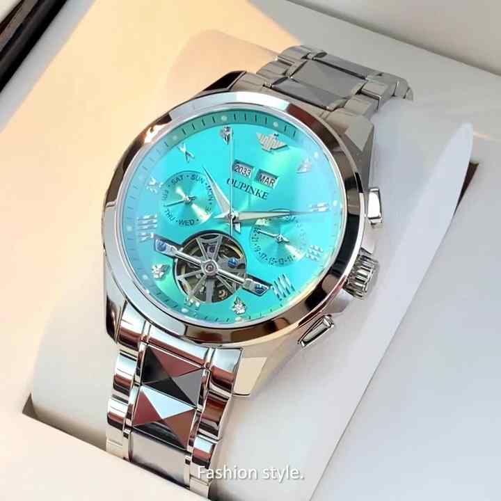 OUPINKE 3186 Blue Men's Mechanical Watch - 40mm Luxury Auto Date