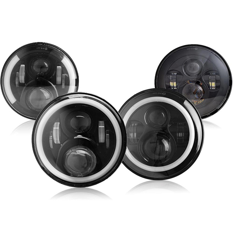 Лидер продаж Автомобильная осветительная установка круглый Halo DRL 7 ''светодиодные фары с ангельские глазки