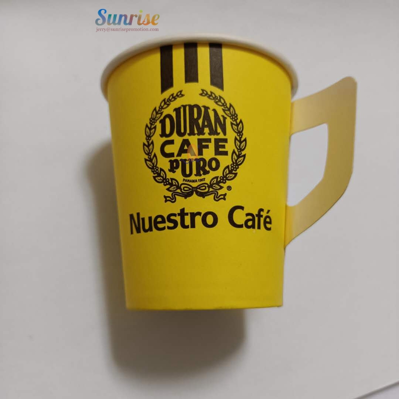 Одностеночная стиль для горячих напитков одноразовая бумажная чашка для кофе 7 унций с ручкой