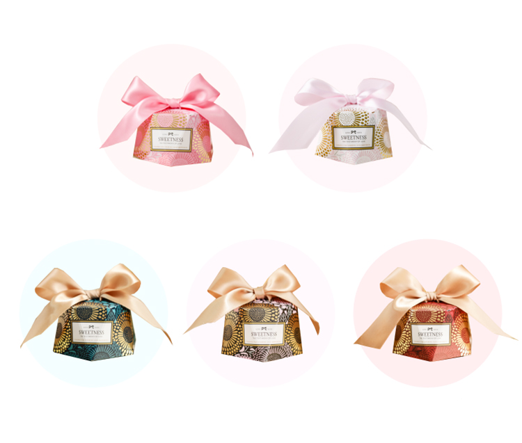 Custom Irregular Red Wedding Valentine Chocolate Candy Gift Box with ribbon