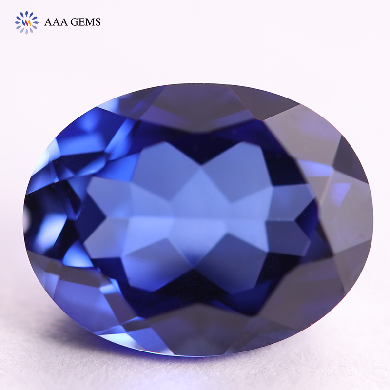 AAA Gems Synthetic Sapphire Price Per Carat Stone Gemstones Corundum Best Quality Oval Shape Blue Sapphire