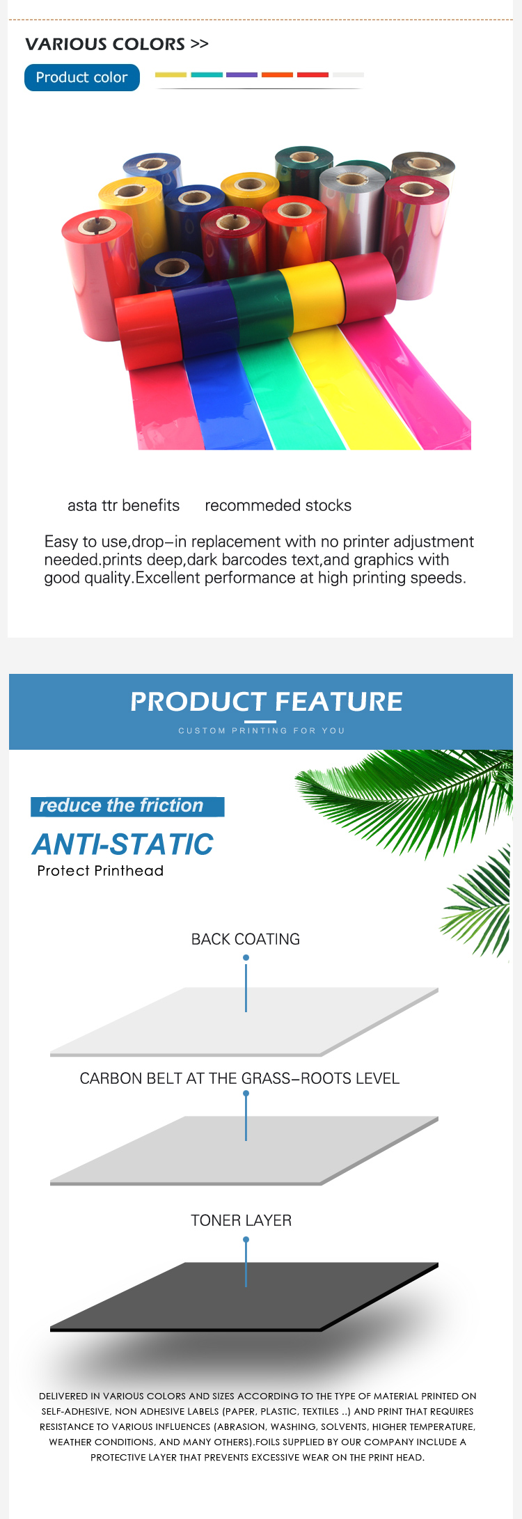 New Arrived 110mmx300m  Compatible Armor  Premium Resin thermal transfer ribbon and wax  ribbon jumbo roll