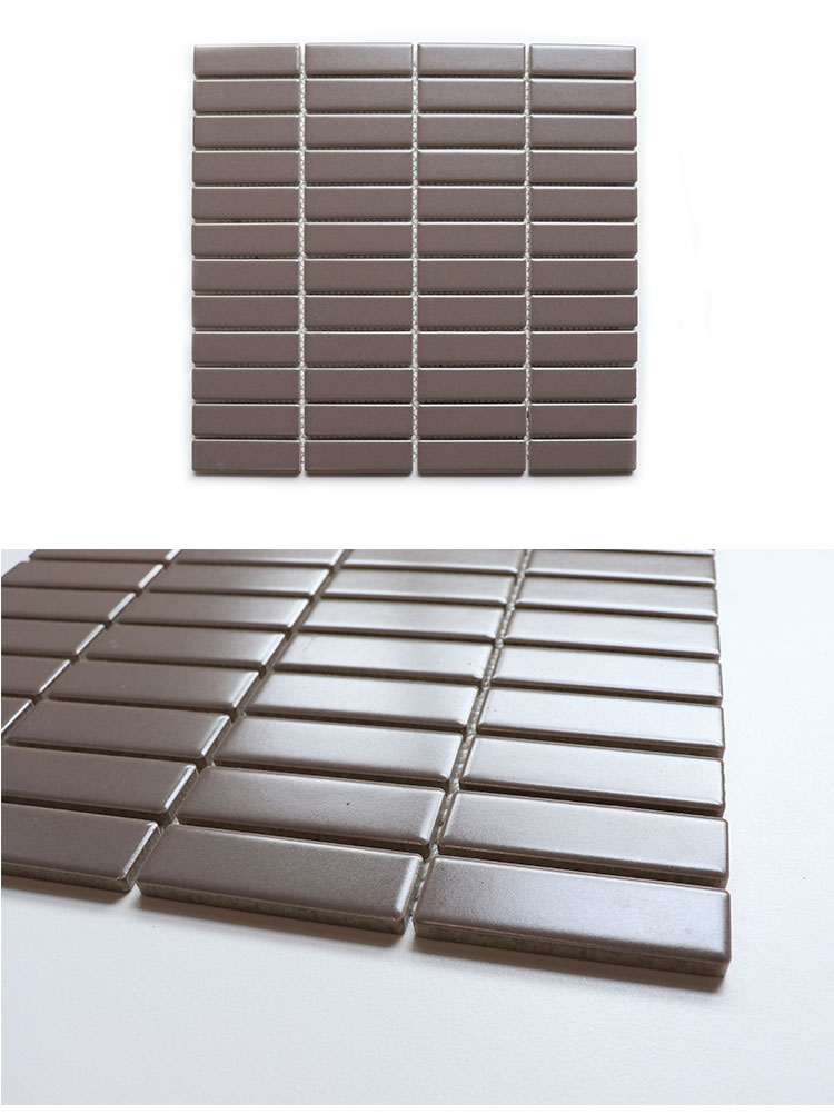 294x298mm Coffee Color Glazed Matt Ceramic Strip Backsplashes Tile Mosaic
