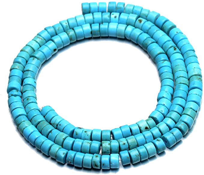 120 beads Xinjiang Chinese Color Enhanced Turquoise 10mmx3.5mm Heishi Bead 15.5 Strand