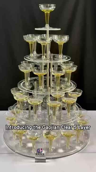 Five-Layer Round Glowing Wine Tower for Weddings - Elegant