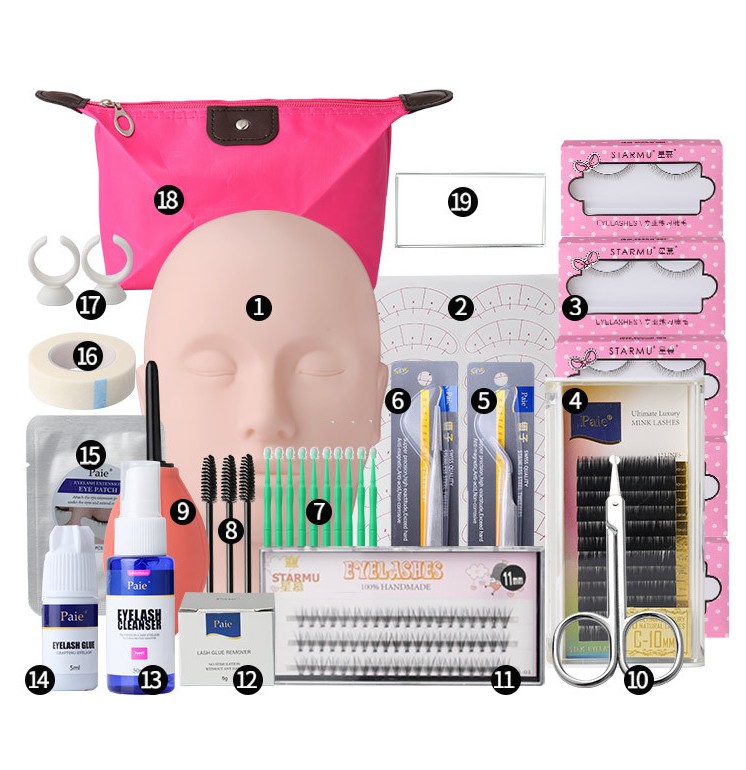 Заводская оптовая продажа 19 штук упражнений для наращивания ресниц/набор инструментов для макияжа и наращивания ресниц