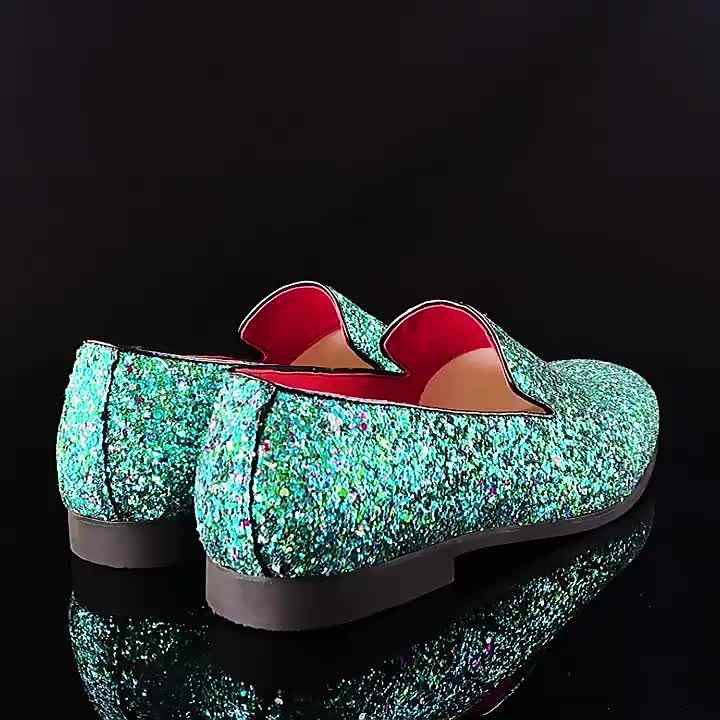 Gold Mens Shoes Stylish Slip-Ons for Nightclub Parties